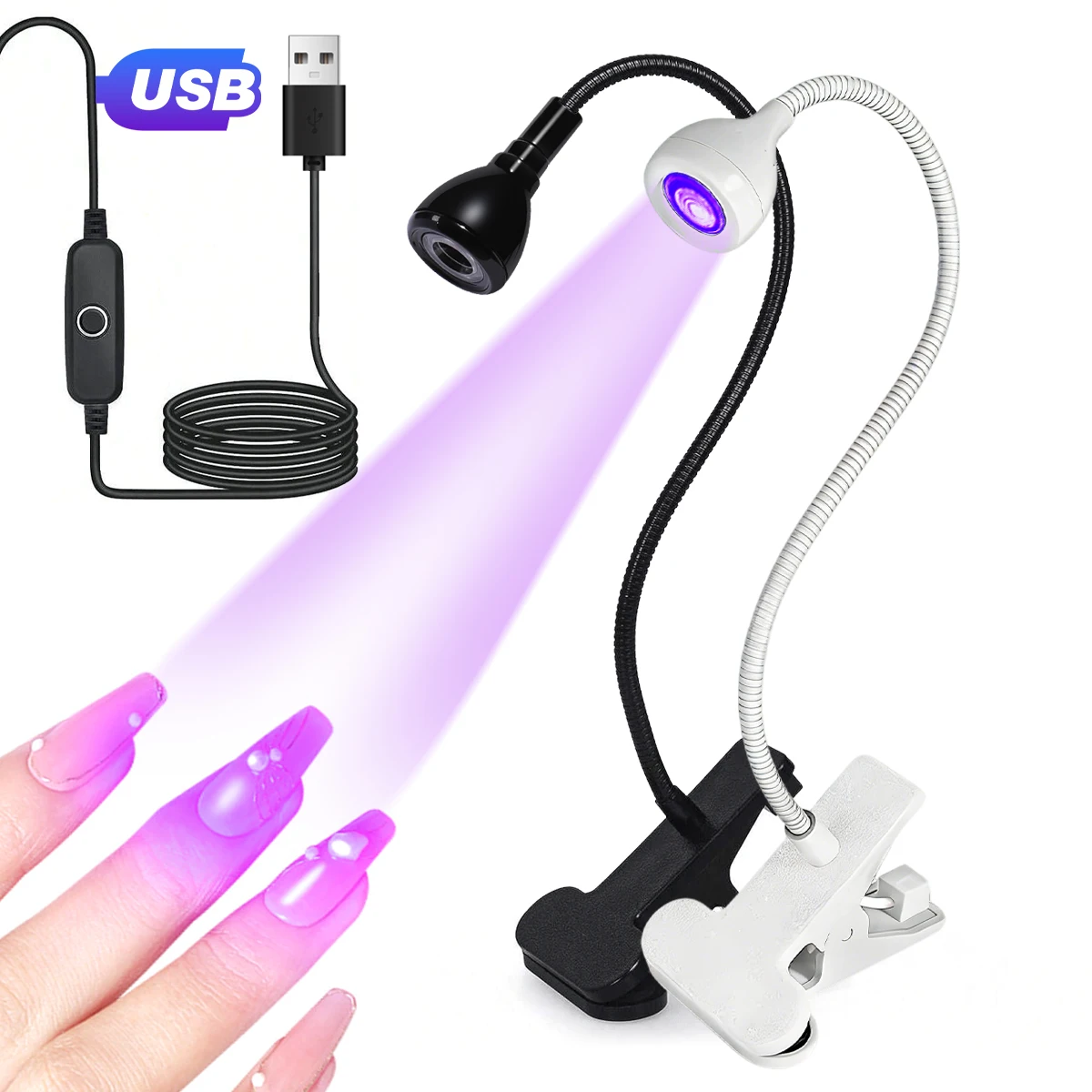 Nail LED UV Lamp for Drying Gel Nails Polish Clip-On Flexible Desk Mini Portable USB Nail Lamp UV Light Dryer for Manicure Salon gallery 1