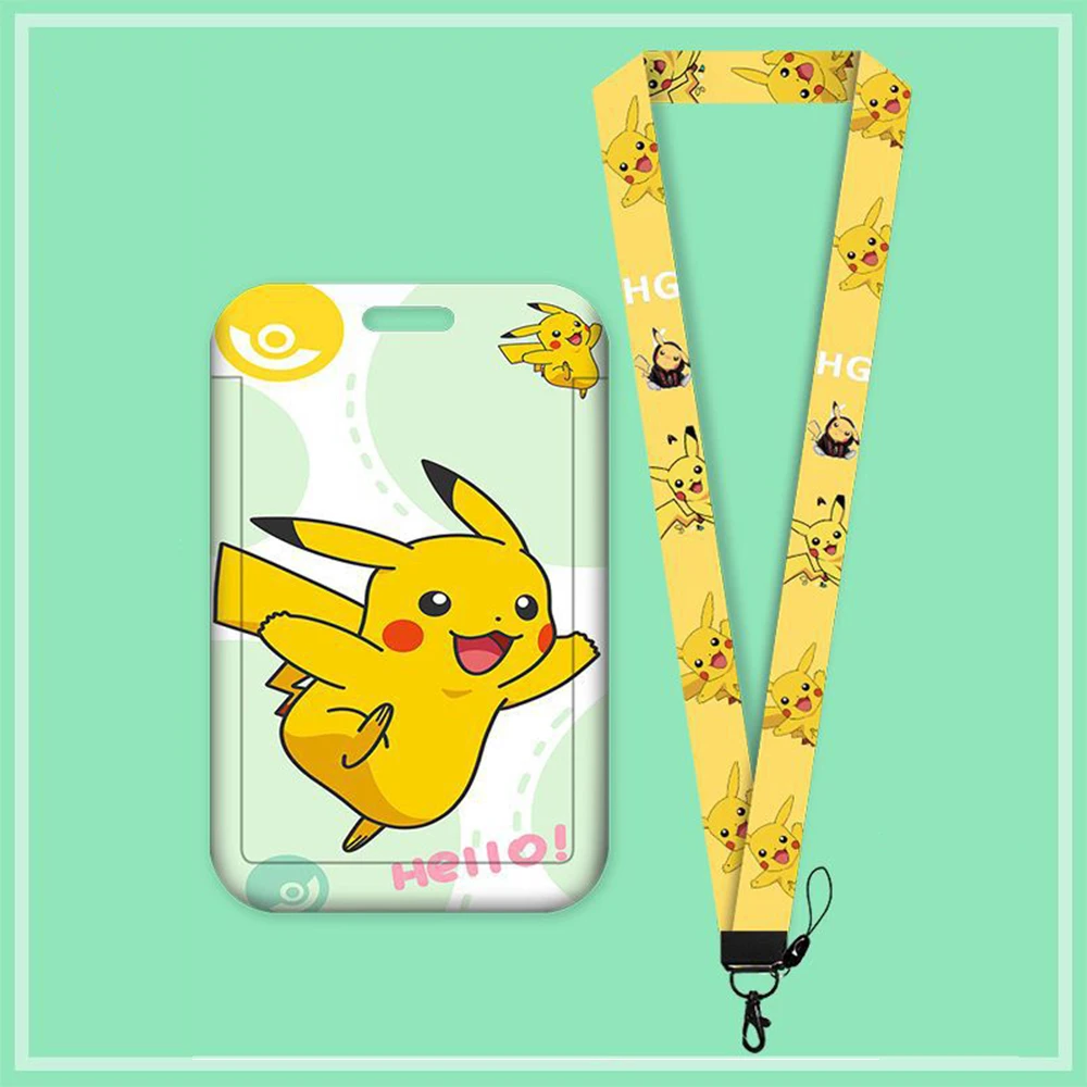 Cartoon Pikachu Keychain Student Access Control Card Metro Bus Card Campus Meal Card Lanyard Halloween Gifts For Friend Family