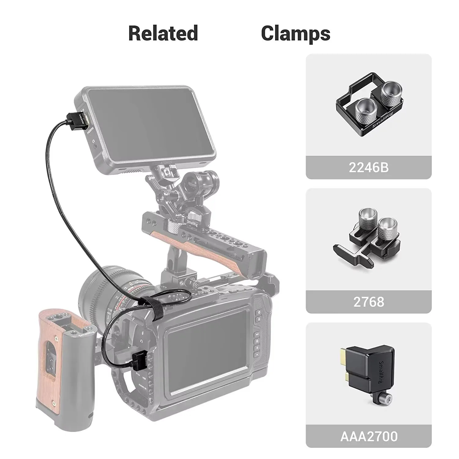 كابل SmallRig Ultra Slim 4K متوافق مع HDMI 60 هرتز 2.0 33/55 سم لـ DSLR/شاشة/جهاز إرسال واستقبال الفيديو اللاسلكي 2957/2956