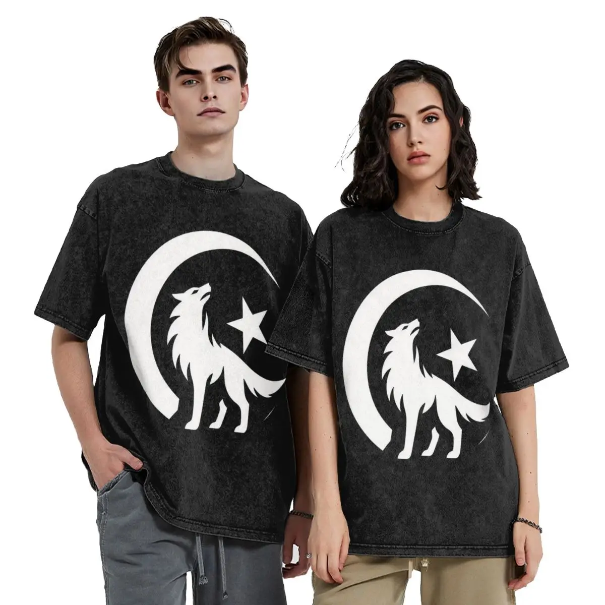 Bozkurt Song Logo Washed T Shirts Harajuku Short Sleeve Hip Hop T-Shirt Streetwear Tops Tees for Men Women