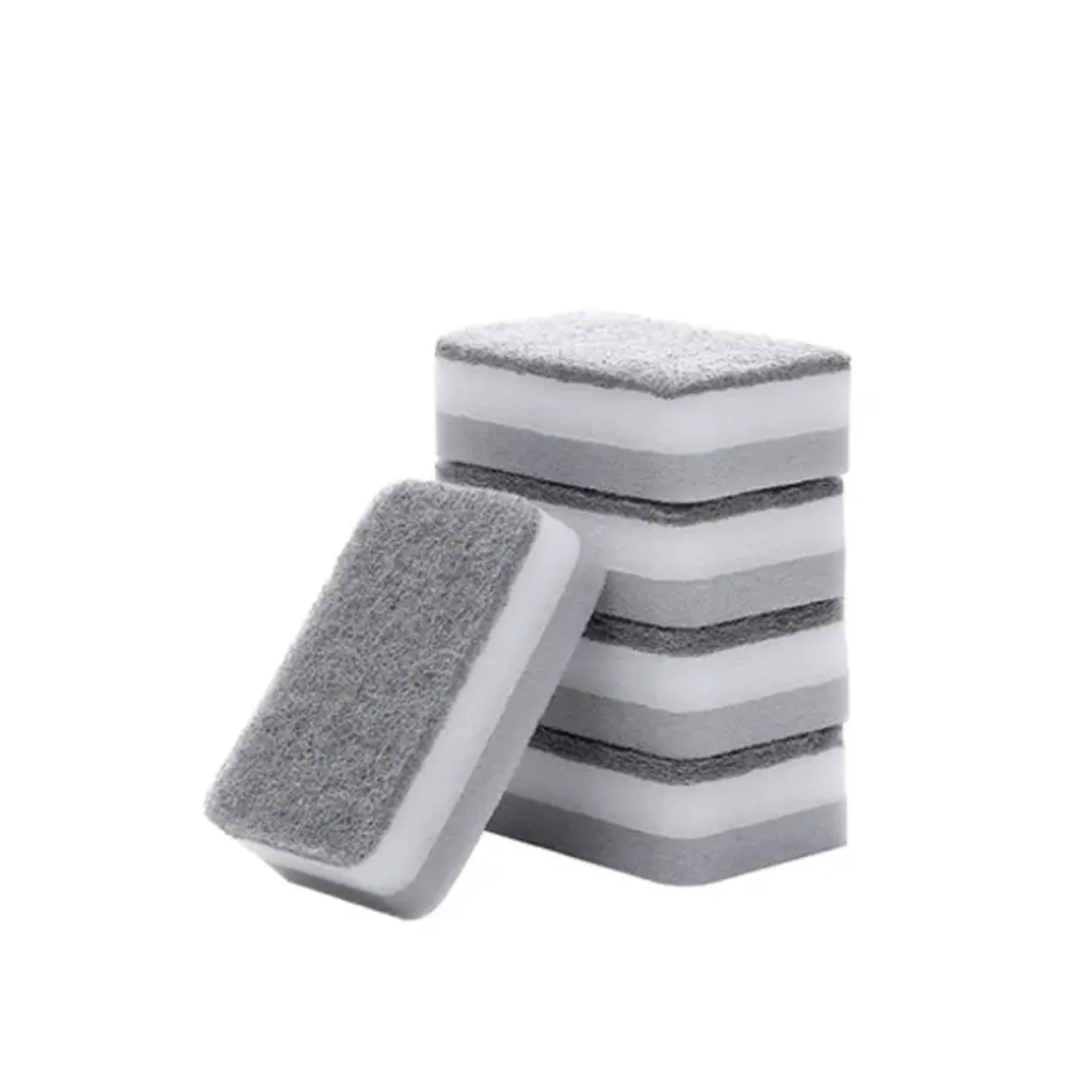 Heavy Duty 5pcs Stainless Steel Pan Cleaner and Cellulose Scrub Sponge Set, Dual Sided Dishwashing Sponge for Kitchen and Toilet