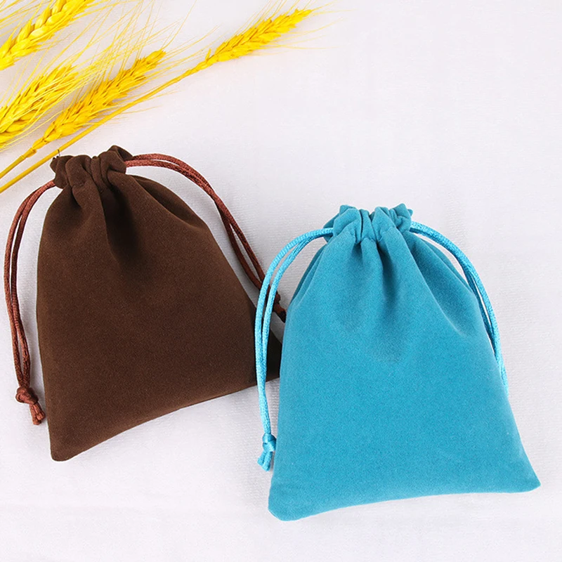 1PC Velvet Drawstring Bags Velour Pouch Jewelry Storage Pouches Christmas Wedding Party Gift Package Portable Candy Bag