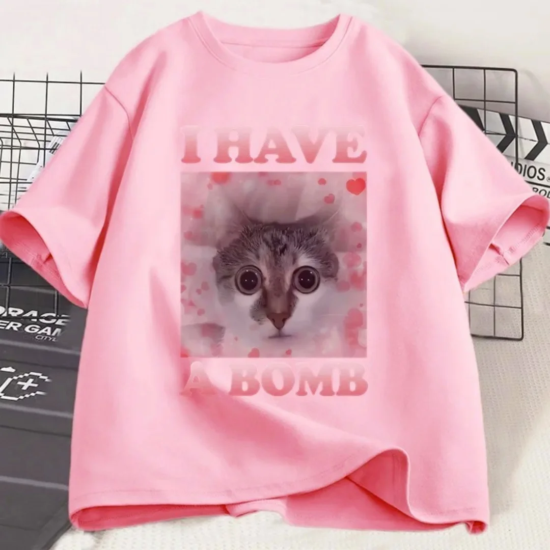 مثيرة للاهتمام القط الرموز التعبيرية الجرافيك تي شيرت الصيف موضة الترفيه الراقية تنوعا القطن الخالص الرجال والنساء Y2K تي شيرت