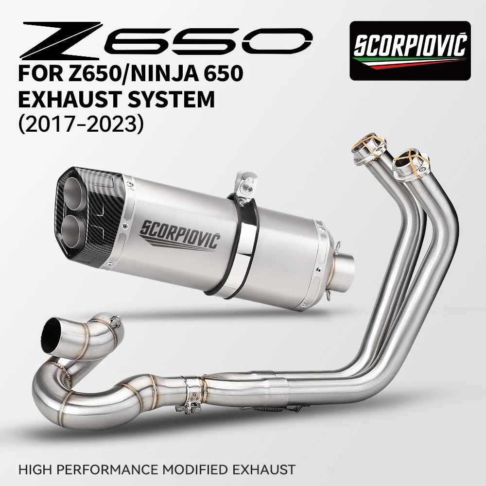 

Motorcycle Exhaust Full System For Ninja650 Z650 2017-2023 Front Link Manifold S8 Muffler with DB Killer Escape Line