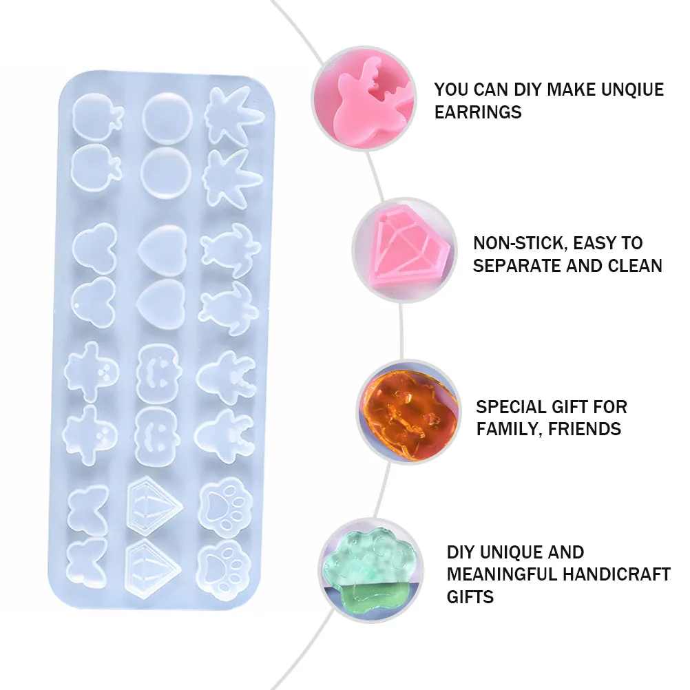 

Crystal Epoxy Silicone Earring Pendant Casting Mould Jewelry Key Chain Resin Mini Non Stick Easy Separate Clean Save Time Labor