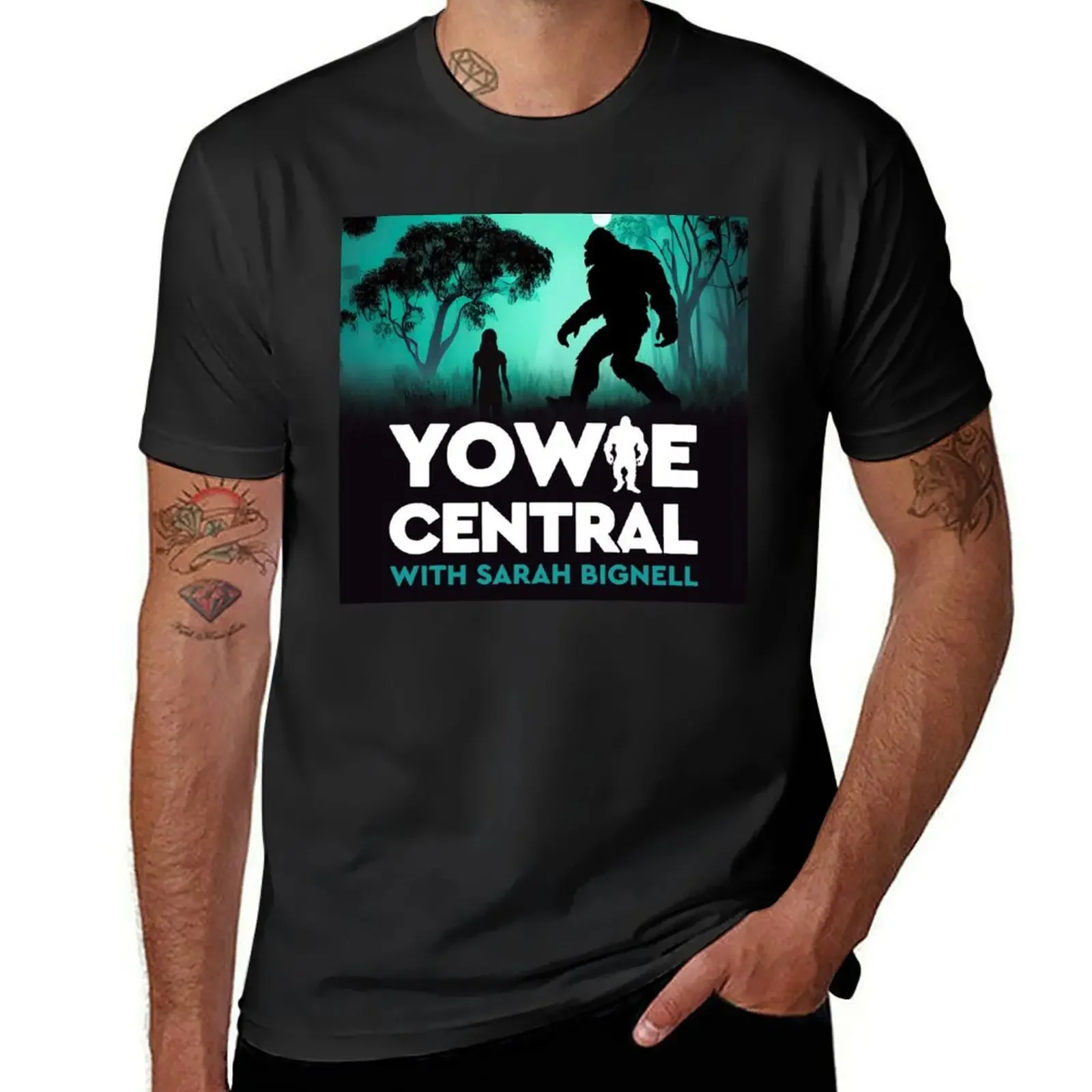 

Yowie Central logo with artwork by Jasmine Winter Designs T-Shirt anime tshirt tops blacks animal prinfor boys men workout shirt