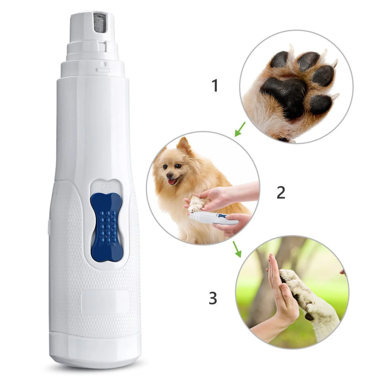 Portable Pet Nail Grinder for Dogs/Cats - Battery-Powered Auto Nail Clippers for Large/Small Pets - Smoothing Paw Perfect Trimme