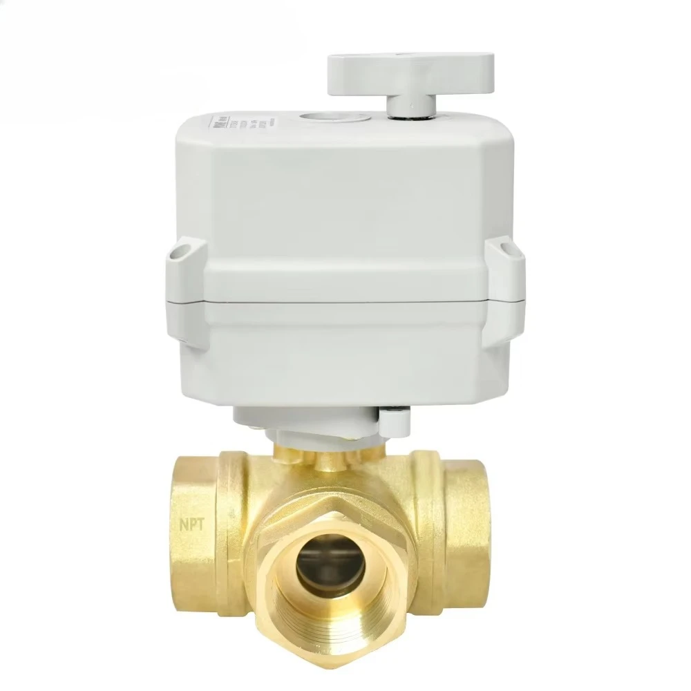 

2 Sec Fast Brass 3-Way Motorized Ball Valve 1/4''-1 1/4'' Quick Release & Assembly Failsafe Position Feedback 12-24VDC/24VAC