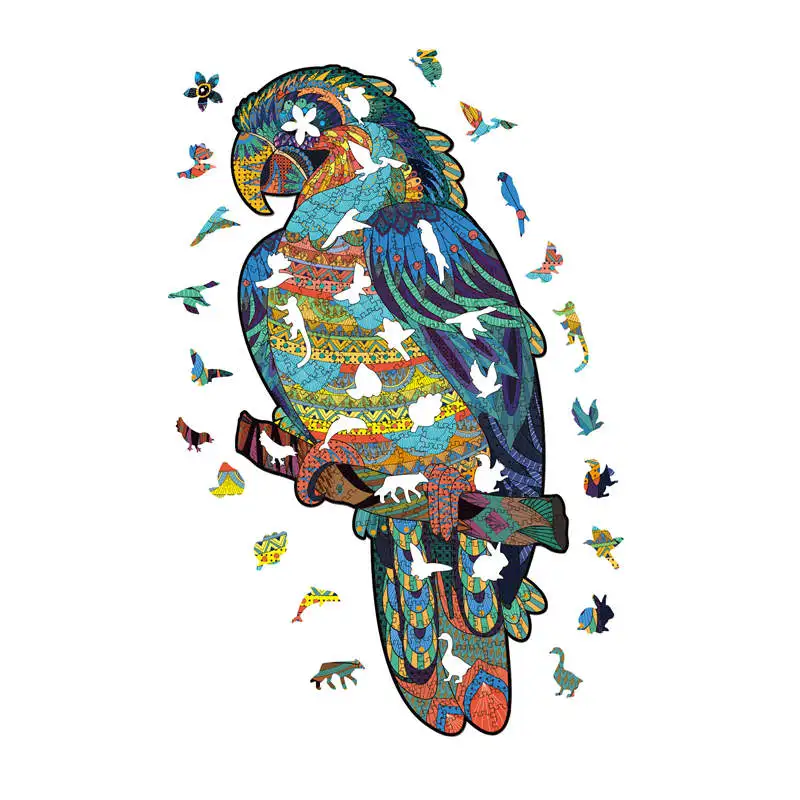 High Quality Wood Nice Parrot Jigsaw Puzzle Wooden Puzzles Adults Montessori Educational Toys Children Board Game Birthday Gift