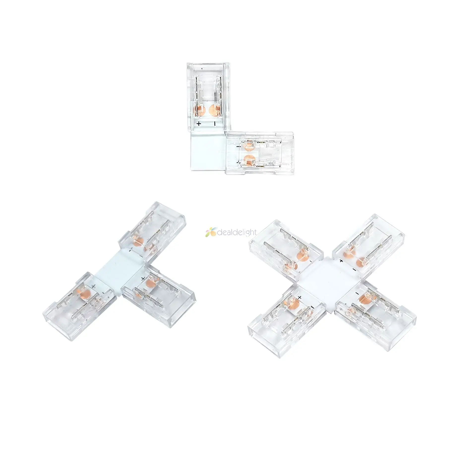 10pcs 8mm 10mm 2Pin FCOB Connector L shape / X shape / T shape No Soldering For COB LED Strip Solderless Joint Wire Connectors