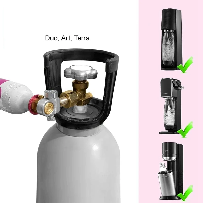 NEW-CO2 Refill Adapter Fit For Duo, Art,Terra Quick Connect CO2 Cylinder With 3000Psi Pressure Gauge For W21.8-14 CO2 Bottle