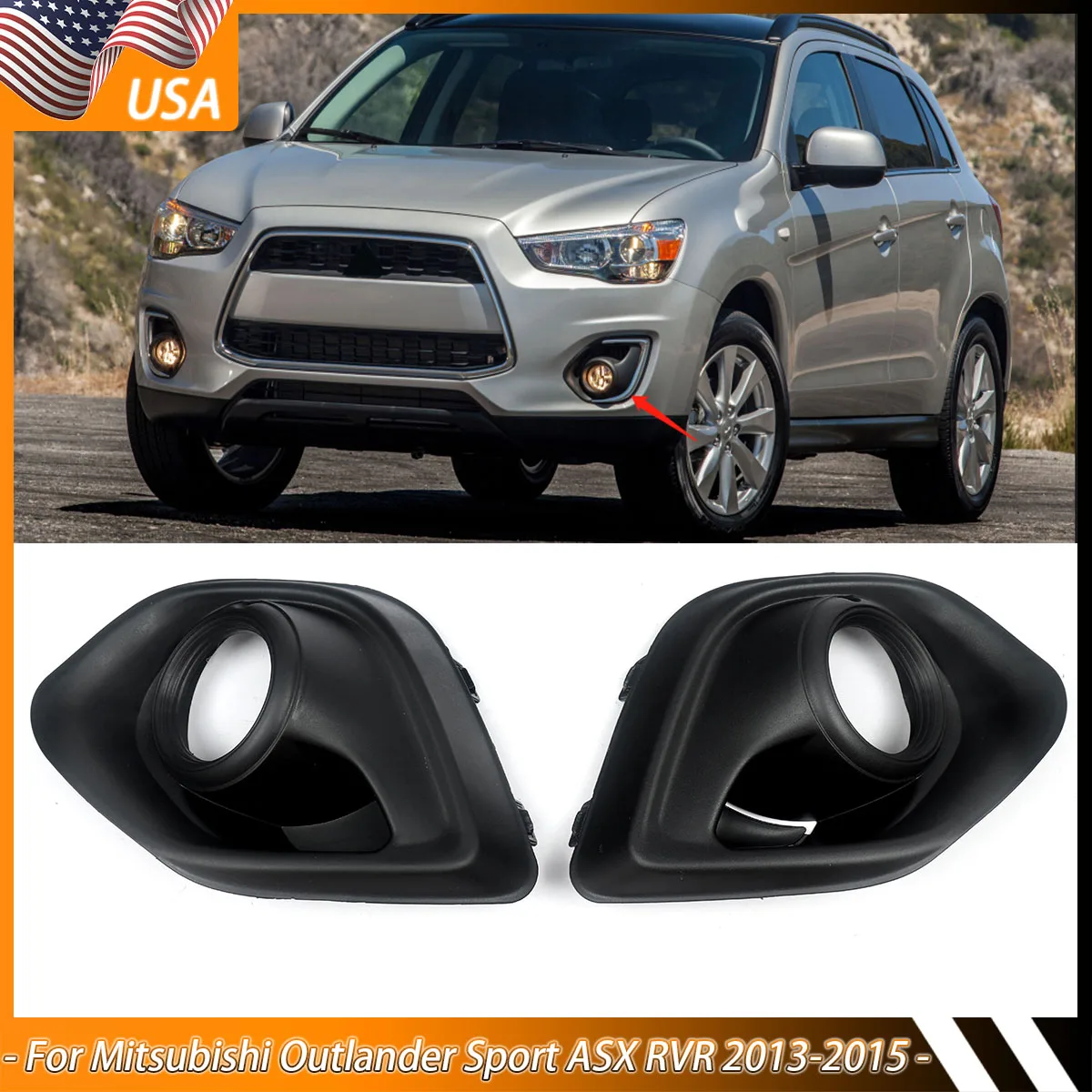 

Для Mitsubishi ASX 2013-2015: Накладки на передние противотуманные фары с отверстием, черные