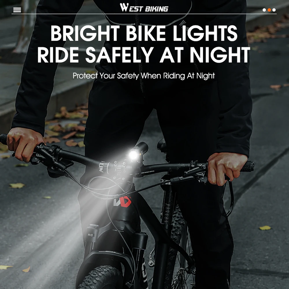 WEST BIKING Aluminum Alloy Bright Bicycle Light 500Lumen USB Rechargeable Bike Light Waterproof Bike Light Cycling Safety Lamp