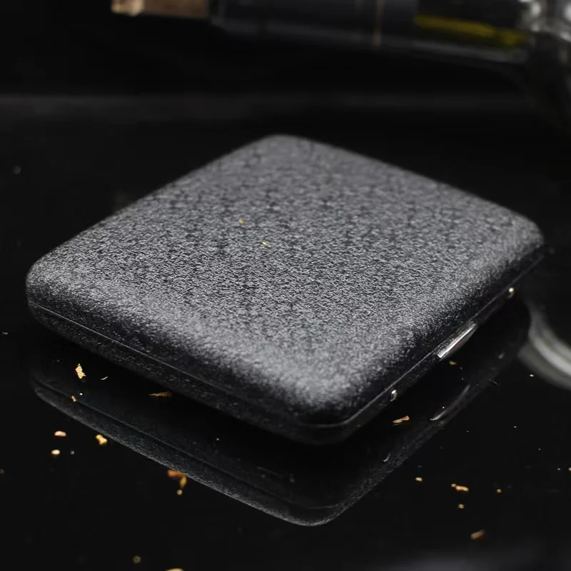 Black Frosting Cigarette Case, Pressure-Proof Cigarette Box, Stainless Steel, Father's Day Gift for Him, Hold 20 Pcs