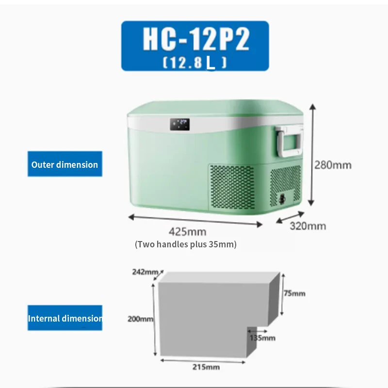 Refrigerador para coche de 12,8 L, compresor refrigerado, congelador para coche, hogar, doble uso, mini puerta individual portátil