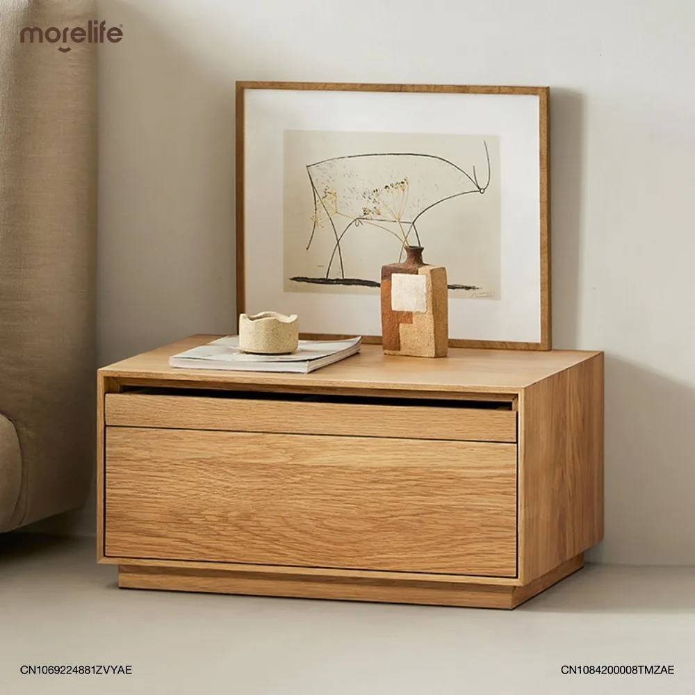 

Natural Style Bedside Cabinet Natural Wood Color White Oak Solid Wood Nightstands Modern Storage Cabinet Bedroom Furniture K01+