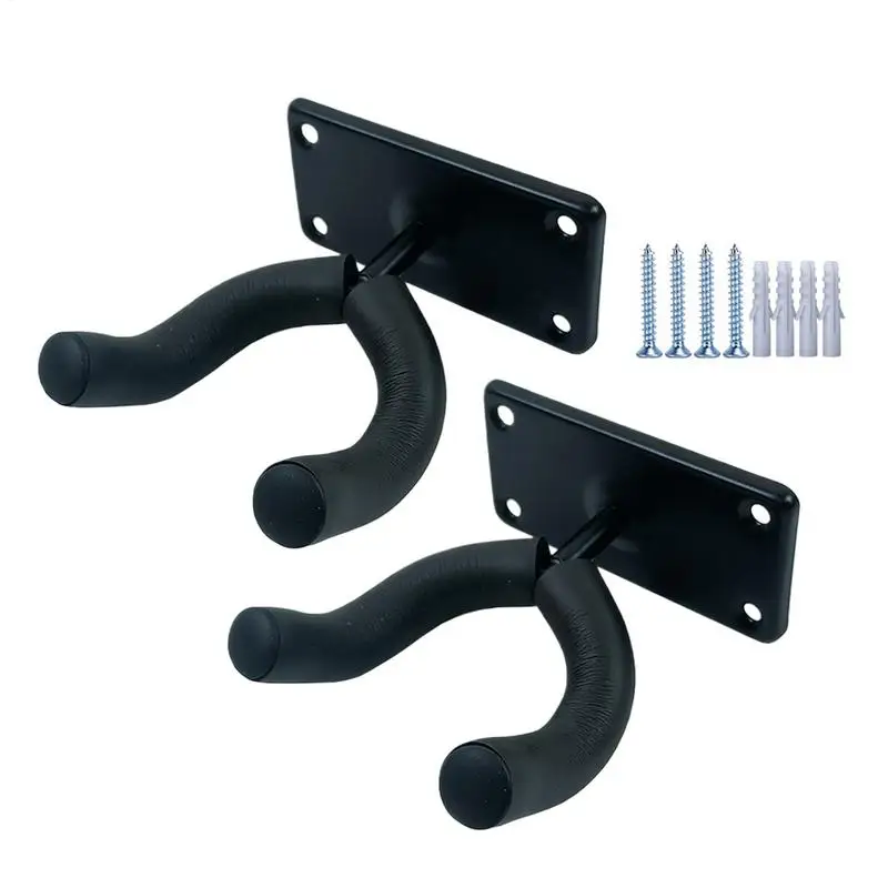 Guitar Hanger Wall Mount Guitar Hooks For Wall 2 Pack Metal Violin Holder With 4 Screws 4 Expansion Tubes For Ukulele