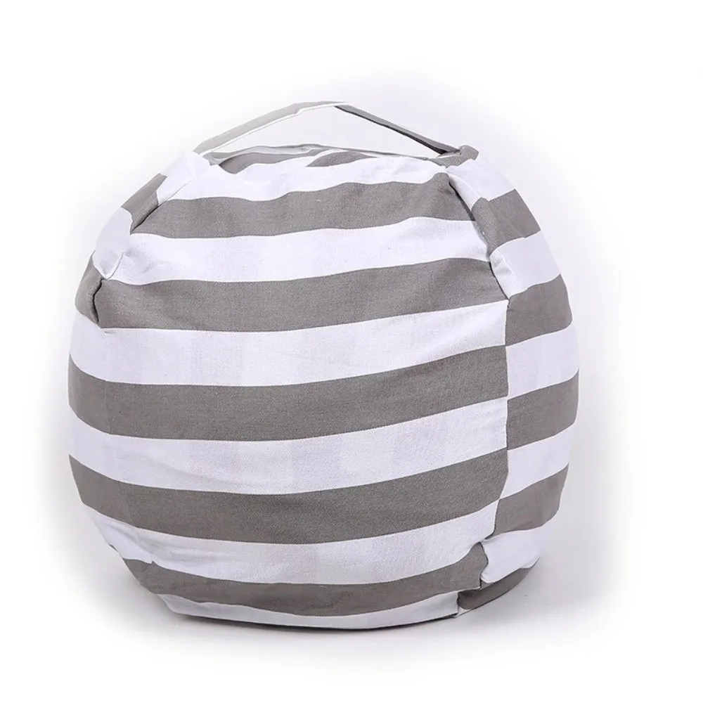

New Striped Children's Toy Storage Bag Quilt Storage Large Capacity Stuffed Animal Chair Canvas Zipper Toy Organizer