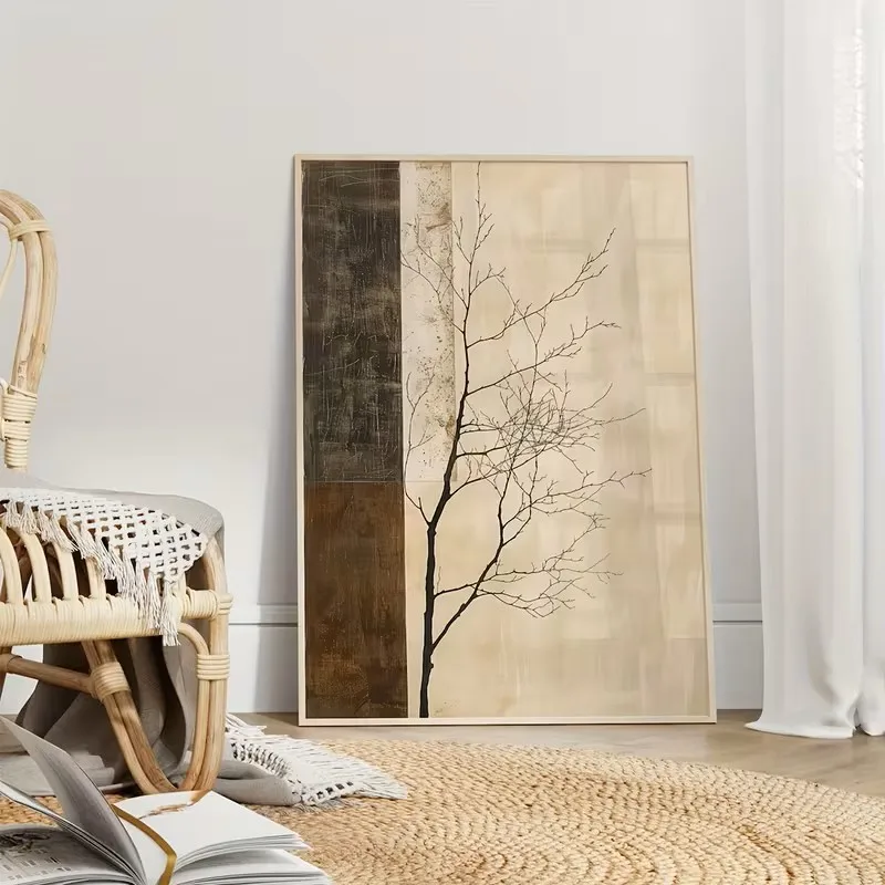 

Scandinavian Decoration Beige Canvas Poster Art Wall Modern Simple Branch Abstract Wall Decoration Home Decoration Living Room