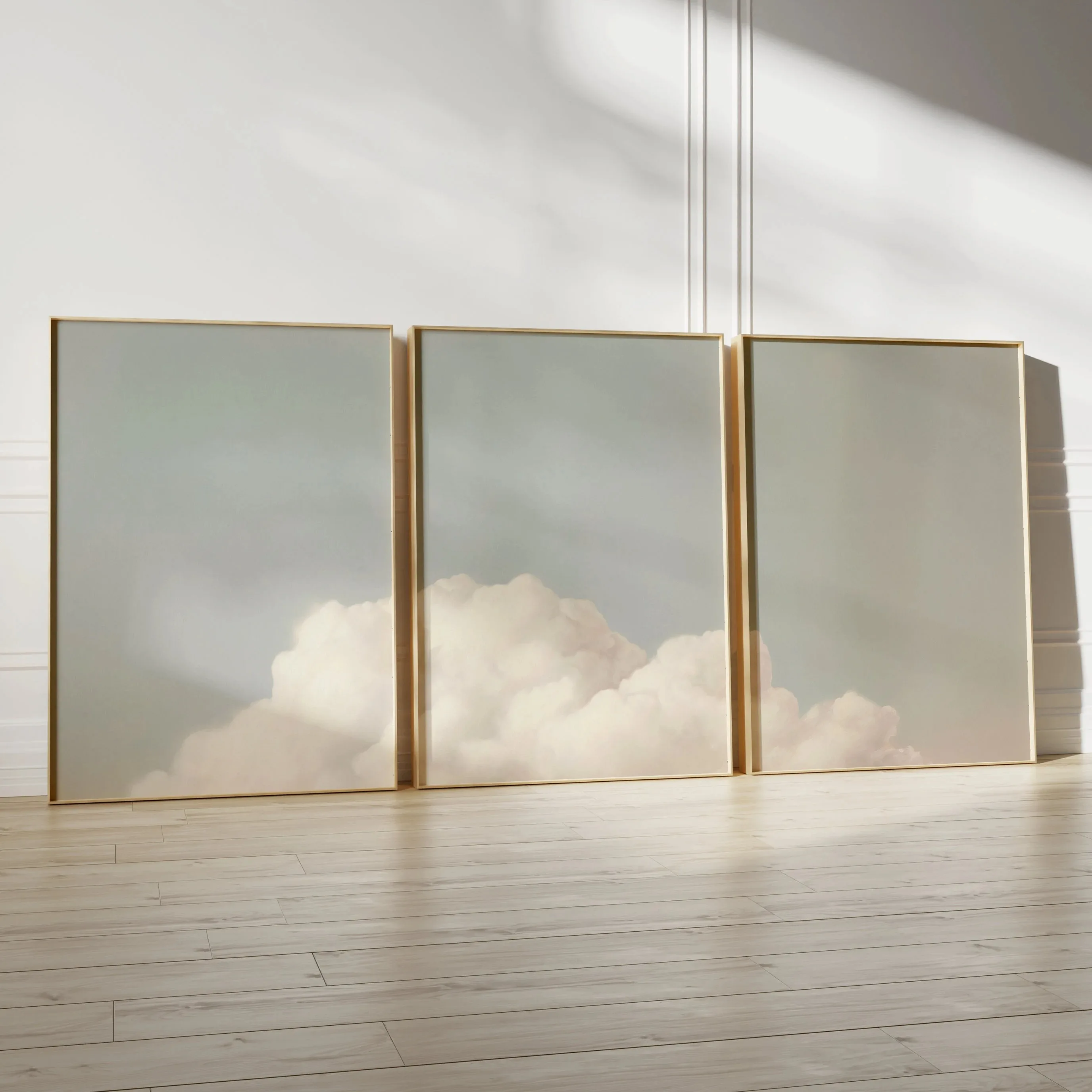 Blue Fantasy Cloud Wall Art Prints Abstract Minimalist Sky Art on Bed Canvas Poster for Modern Living Room and Home Decor Gifts