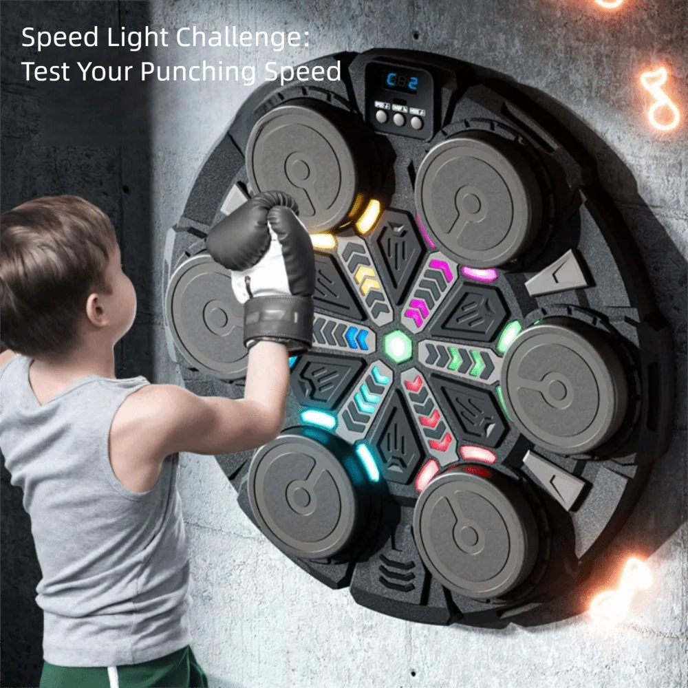 Bluetooth Connection Smart Music Boxing Machine Wall Mounted 5 Speed Adjustable Reaction Training Equipment LED Lighted