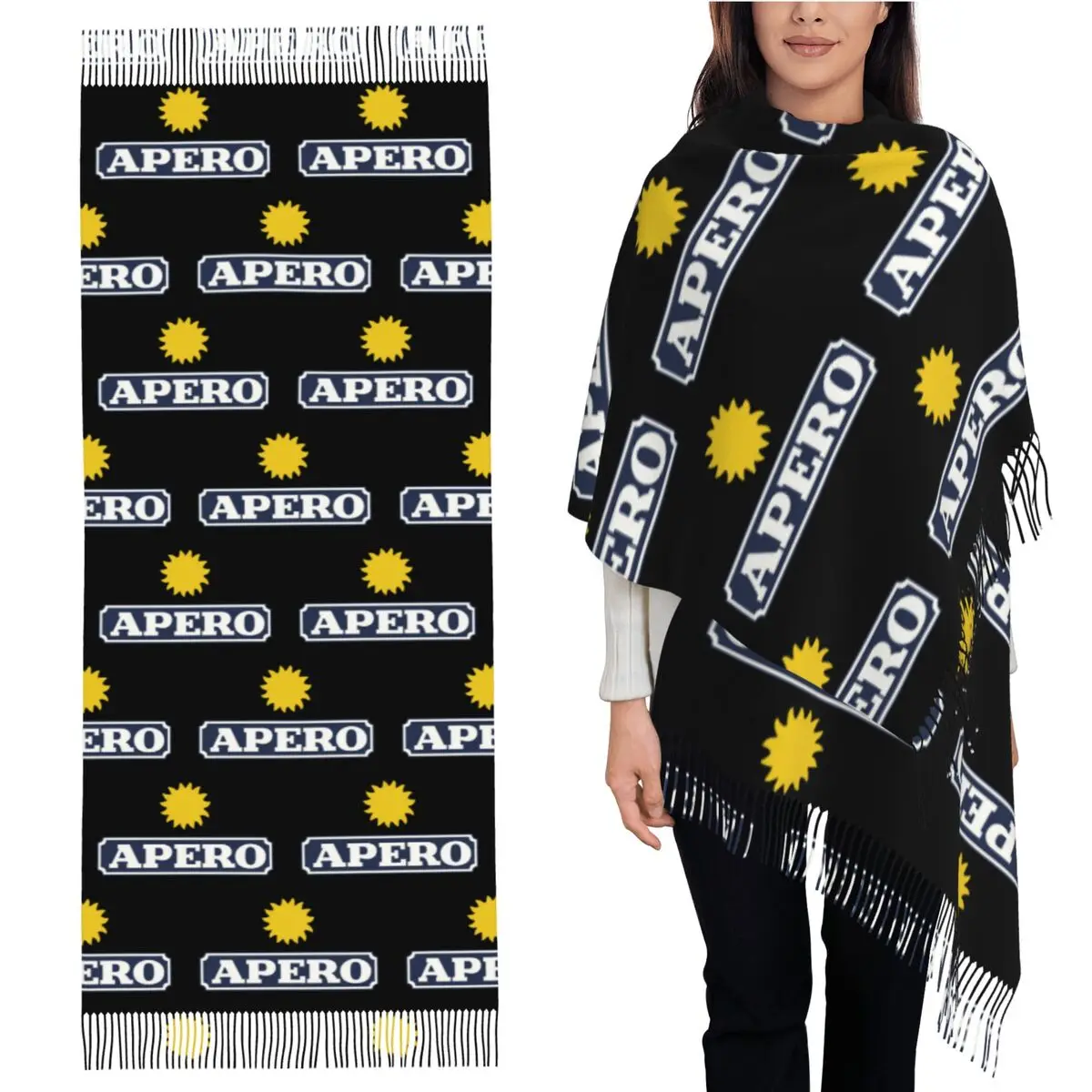 

Aperitif Apero Шарф Шарфы с кисточками для женщин Мягкие теплые шали и накидки Длинная осенне-зимняя шаль