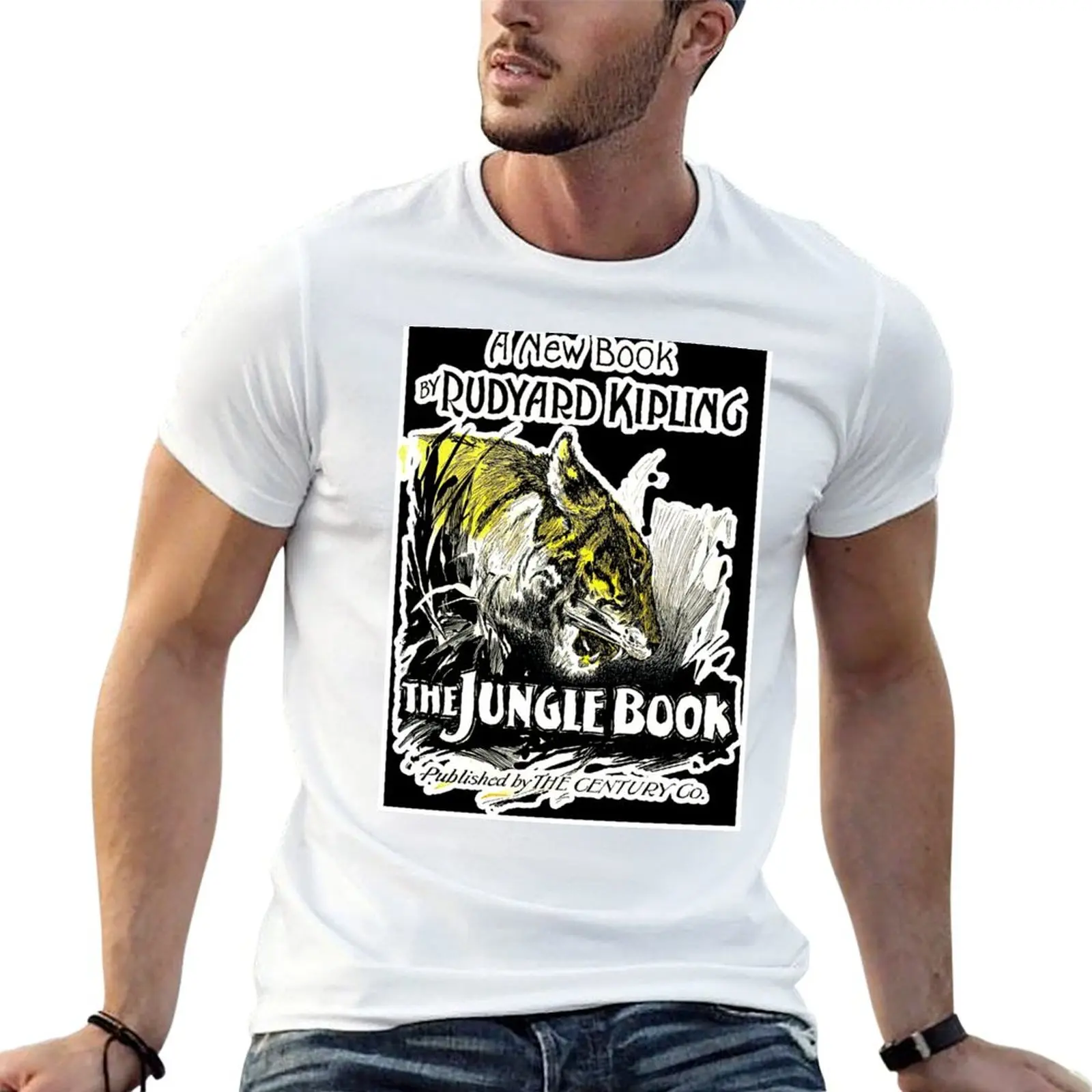 Camiseta The Jungle Book Tiger do século XIX, camisetas de algodão masculinas, camisetas 100% estampadas para homens, camiseta masculina de verão