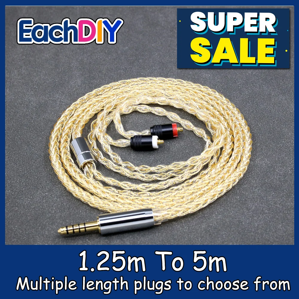

8 Core 99% 7n Pure Silver 24k Gold Plated Earphone Cable For Sony XBA-H2 XBA-H3 XBA-Z5 xba-A3 xba-A2 LN008815