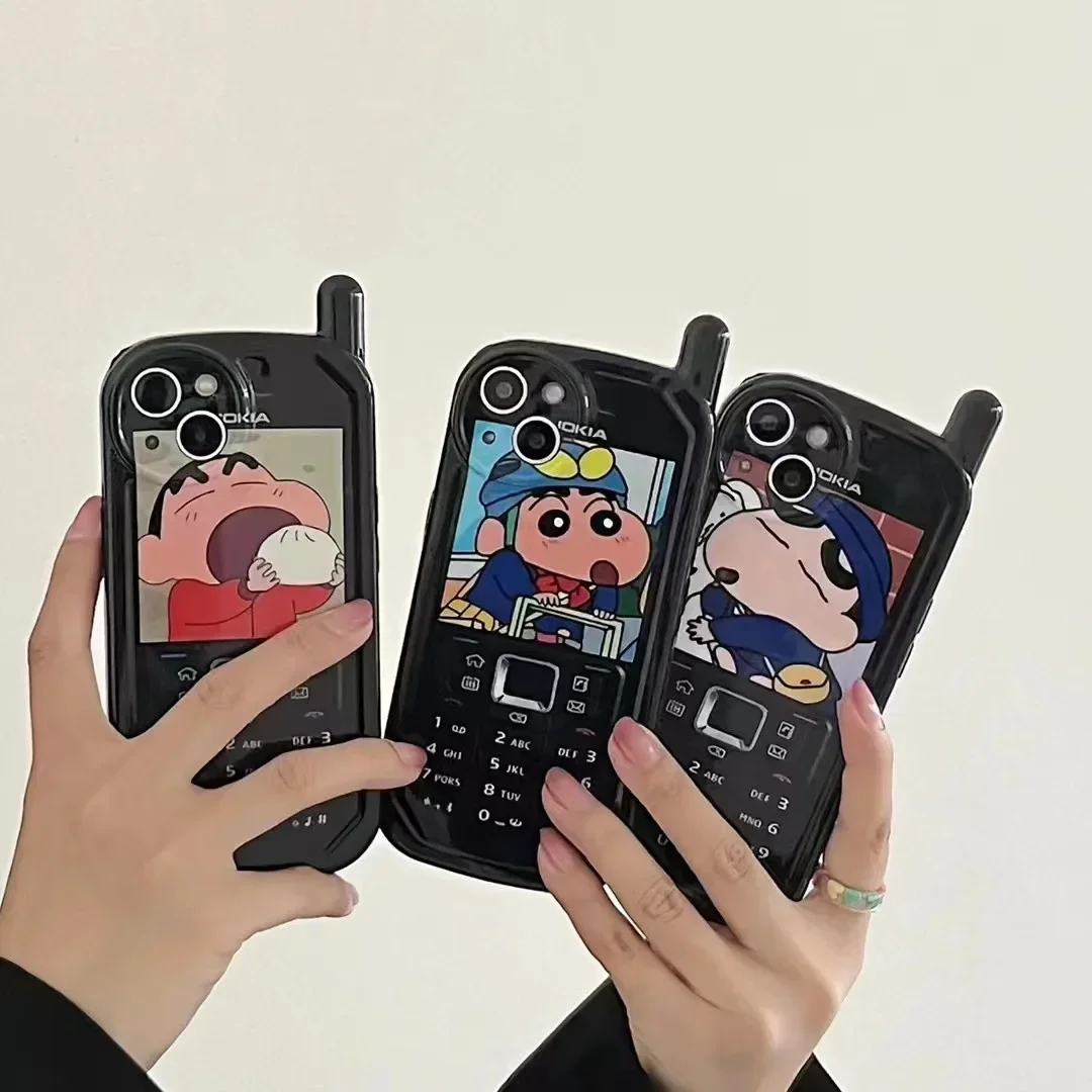 Crayon Shin-chan Cartoon 3d Retro Funny Telephone Case for IPhone 14 12 11 13 Pro Max XR XS Max 14pro Cartoon IMD Cover Gift