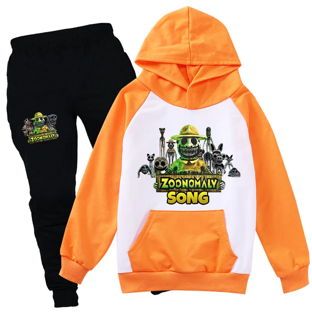 Game ZOONOMALY Hoodie anak-anak musim gugur pakaian balita anak laki-laki Fashion kaus bertudung celana 2 potong set bayi perempuan pakaian lengan panjang