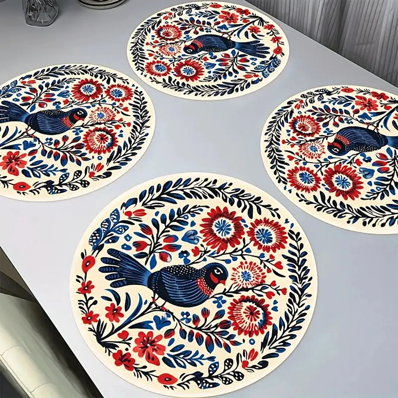 4-piece set - wooden placemat, anti slip and heat-resistant, desktop protection, dining table decoration, restaurant gift