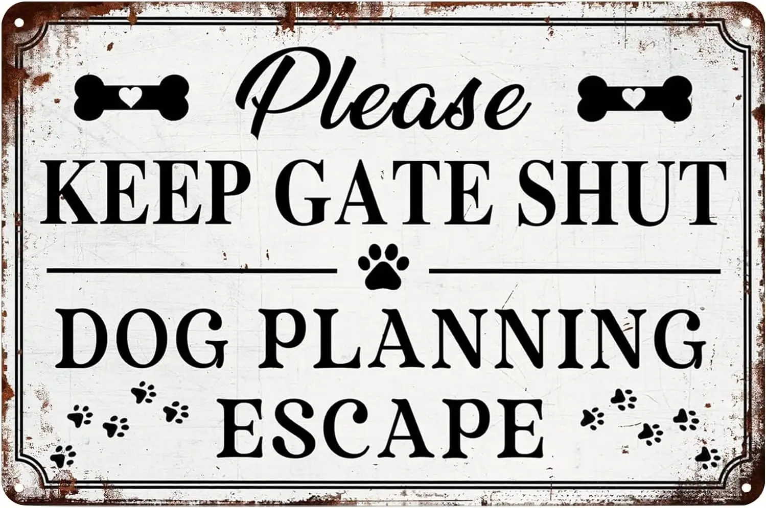 Please Keep Gate Shut Dog Planning Escape Funny Door Sign Vintage Metal Tin Sign Wall Art Decor Plaque for Home Yard Front  sign