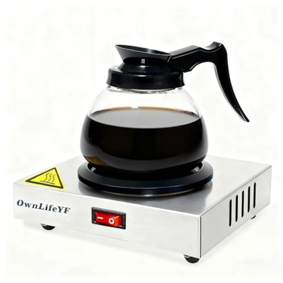 

Commercial Coffee Warmer 60W 176℉ Single Burner Decanter Warmer Plate Stainless Steel Portable Warmer Single Burner for Cafe Br