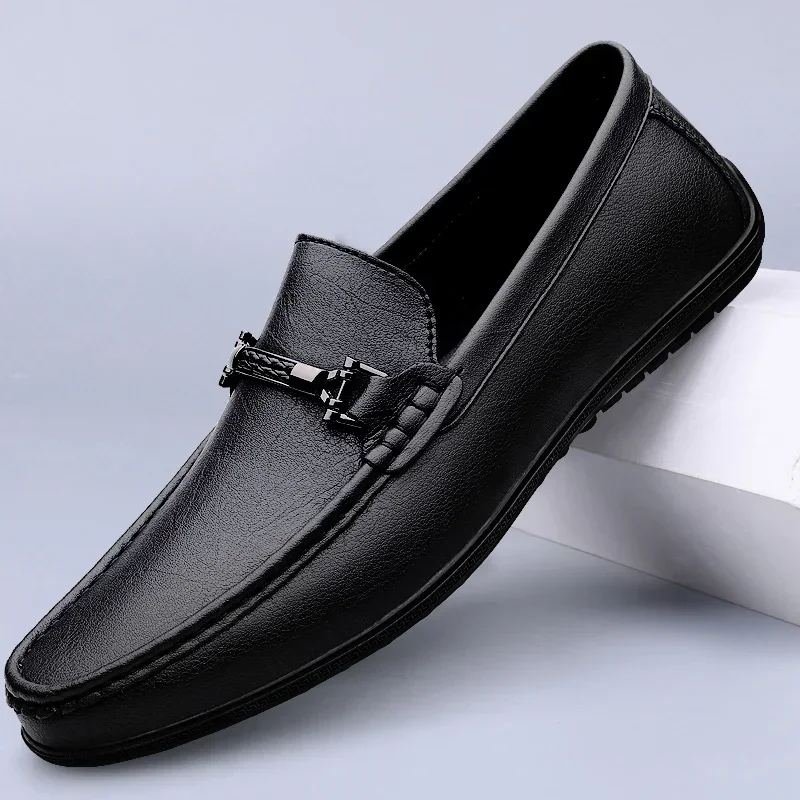Mens Genuine Leather Shoes Handmade Driving Flats Shoes Dress Business Casual Slip-on Shoes All-Match breathable Loafers mo-2231