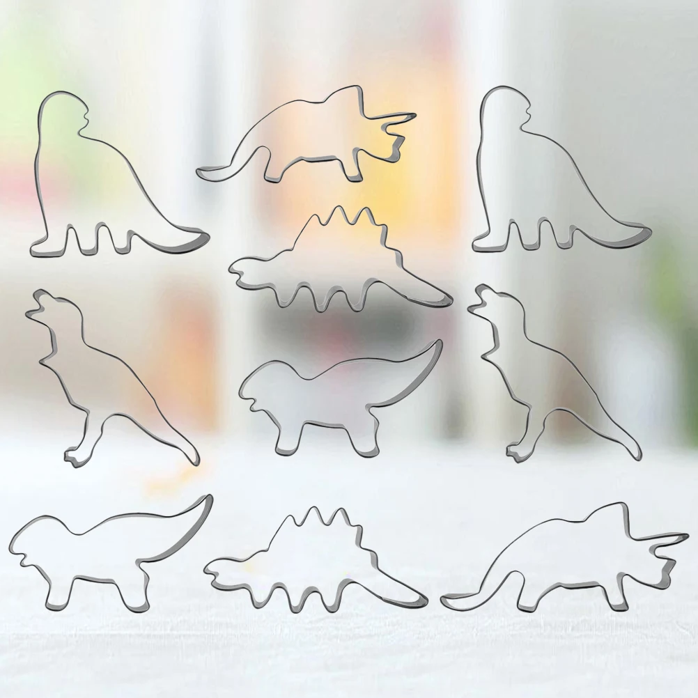

Dinosaur Shaped Cake Mold 2 Sets Stainless Steel Baking Desserts Cookies Cupcakes Cheese Cakes Reusable Kitchen