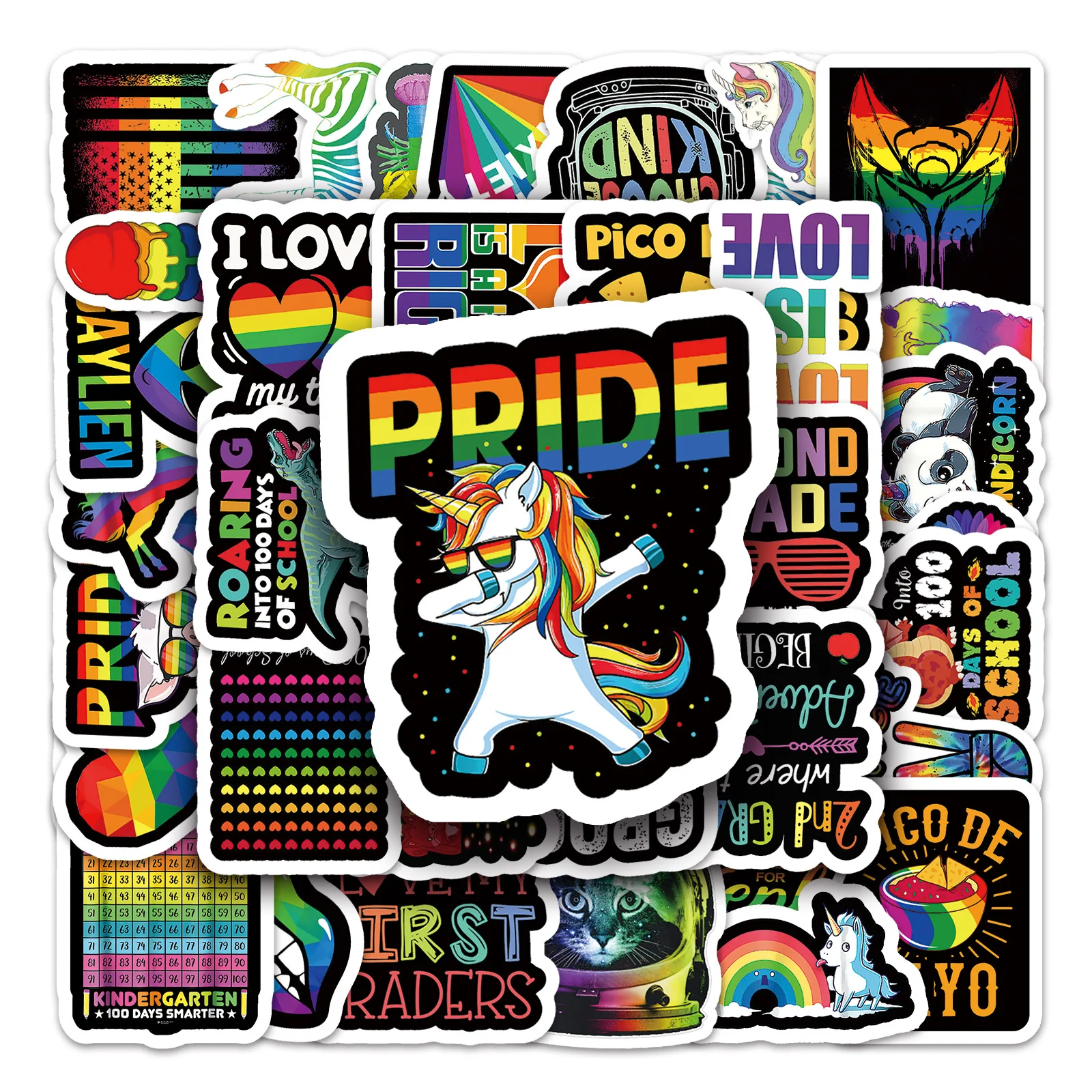 50 Stück Cartoon brillante Regenbogen Serie Graffiti Aufkleber geeignet für Laptop Helme Desktop-Dekoration DIY Aufkleber Spielzeug