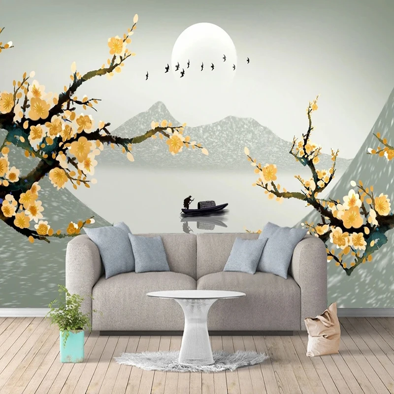 

Bedroom Wallpapers Custom Photo Murals New Chinese Style Ink Painting Plum Blossom Living Room TV Background Wall Decoration 3D