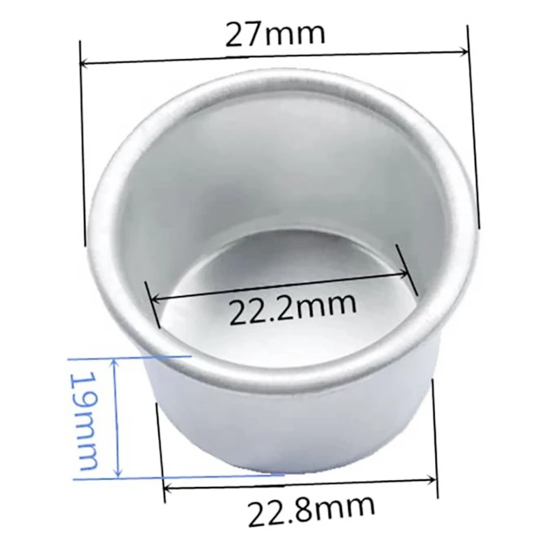 100 Stück Kerzeneinlagen aus Metall, Kerzenhalter, Tasse, Metallkerzenbecher für tropfendes Wachs aus Holz, Tischdurchmesser 0,87 Zoll