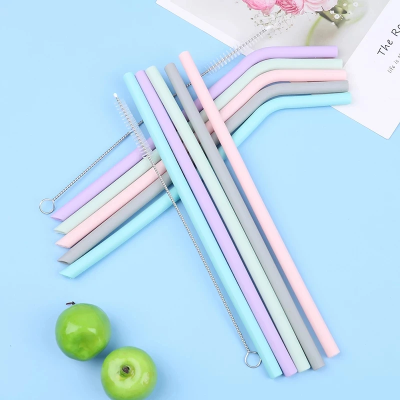 Silicone Drinking Straws Reusable Flexible Straw Silicone Fold Adult Child Straw Home Kitchen Bar Party Straws