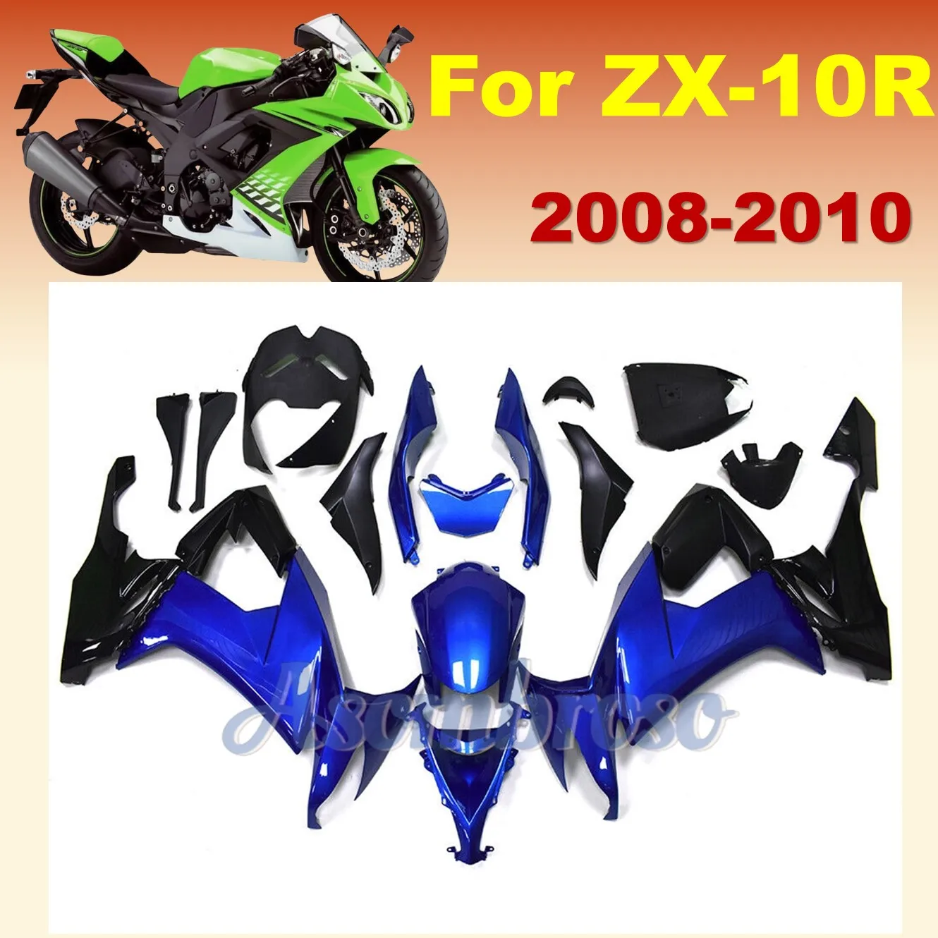 Motorcycle Fairings kit Fit for Kawasaki Ninja ZX10R 2008 2009 2010  ZX-10R 08 09 10 Blue Bodywork Cover ZX1000E ZX1000