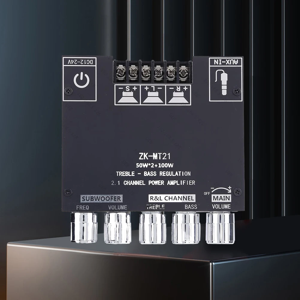 ZK-MT21 2x50W + 100W 2.1 ช่อง BT5.0 AUX ดิจิตอลซับวูฟเฟอร์เครื่องขยายเสียง