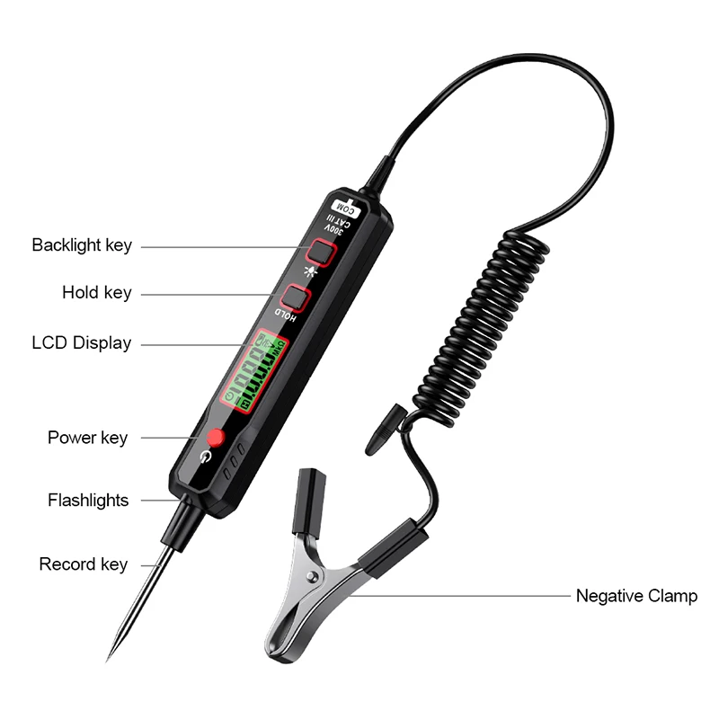 HT86A Car Voltage Detector Smart Non-Contact Sensitivity Adjustable DC Voltage Tester Car Fault Maintenance Circuit Test Pen