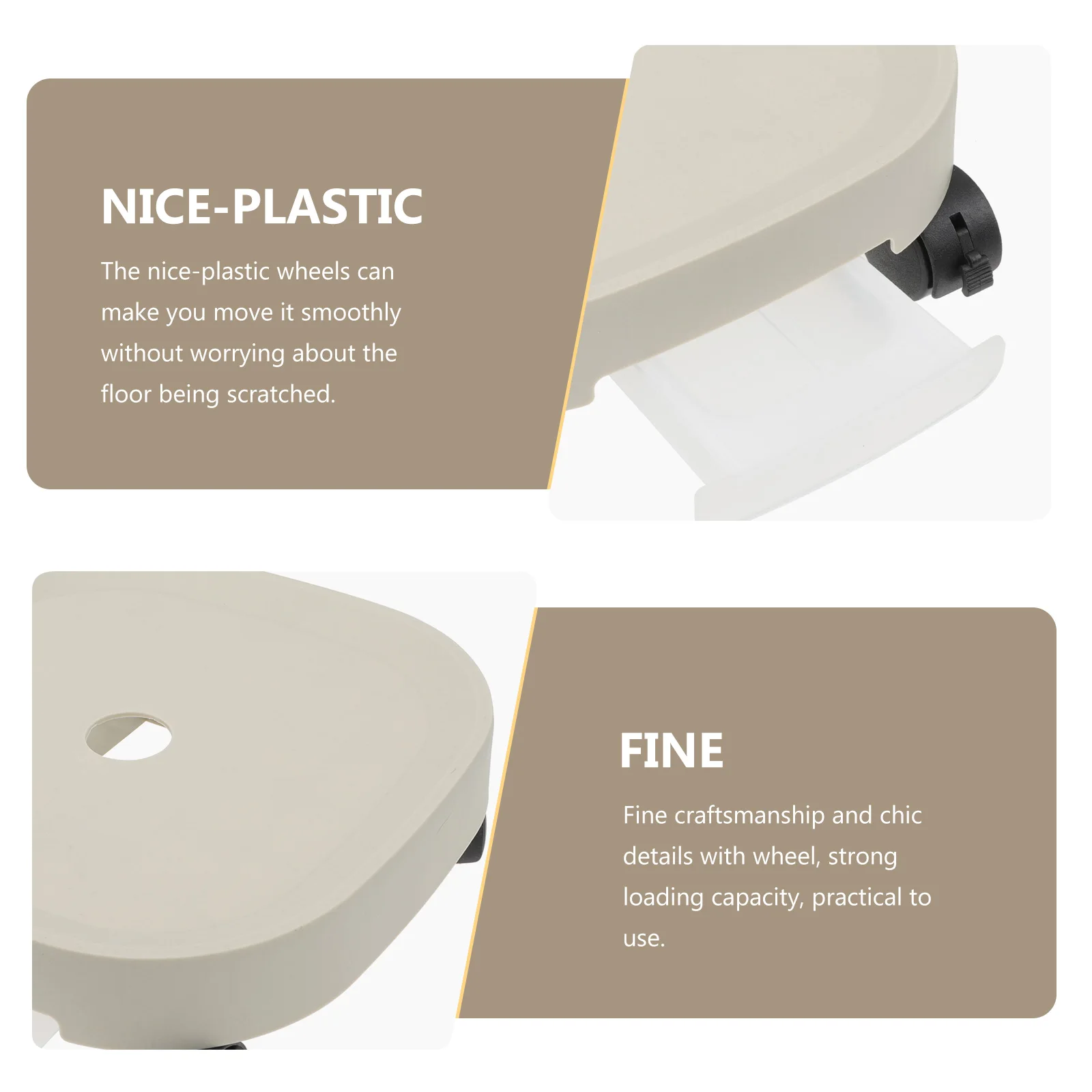 

Movable Plastic Flowerpot Tray Rolling Plant Stand Brake Wheels Sturdy Large Planter Support Plant Stands with Wheels