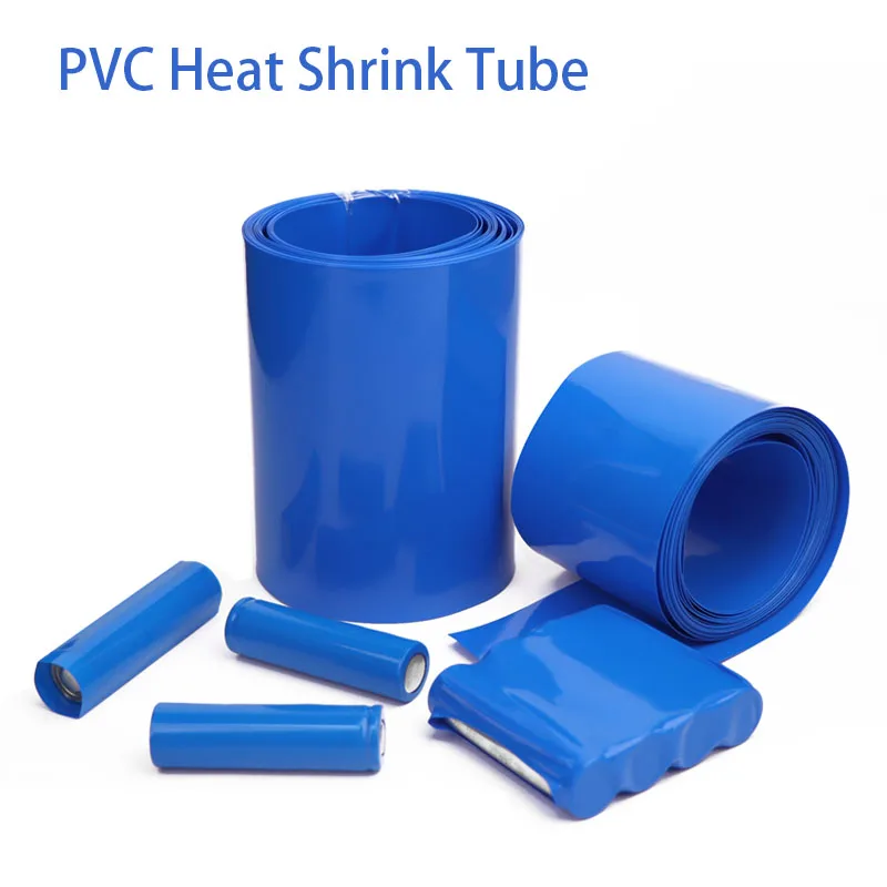 

1/2/5M Heat Shrink Tube Pack Blue PVC Insulated Film Wrap 18650 Lipo Battery 20-200mm Flatten Width lithium Case Cable Sleeving
