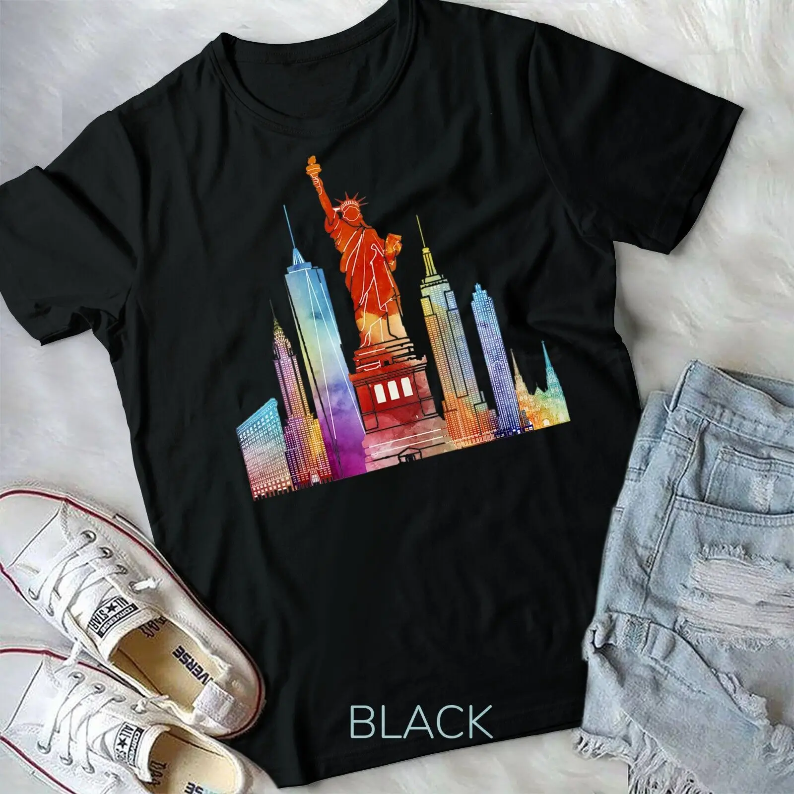 

New York City Watercolor Statue Of Liberty NYC T-Shirt Unisex T-shirt