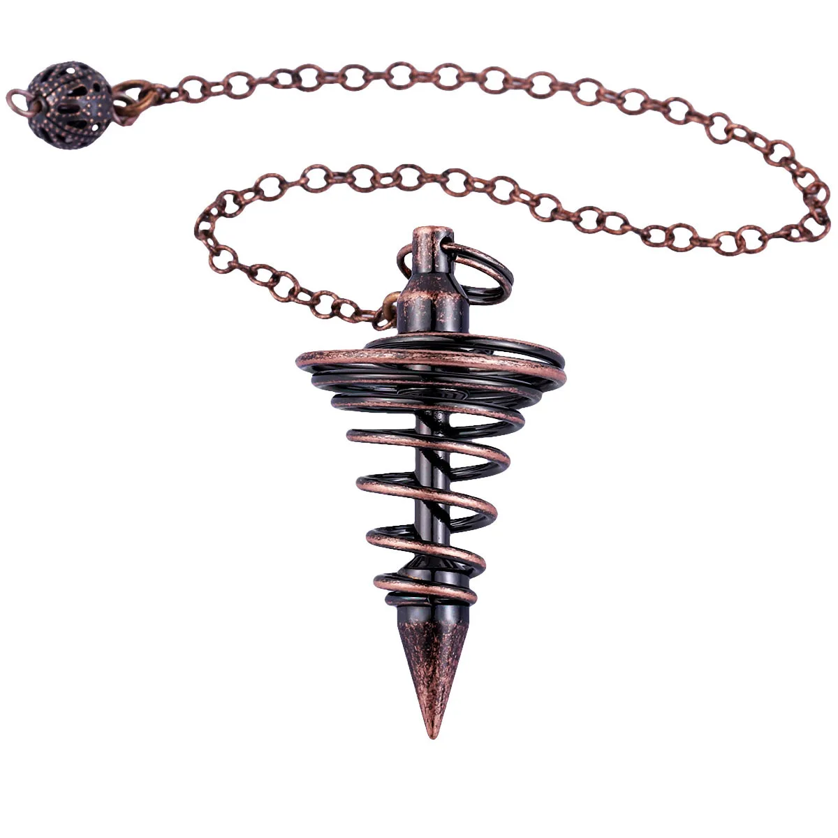 

Spiral Pointed Metal Pendulums For Dowsing Divination, Reiki Healing Pendant With Chain Meditation Chakra Balancing