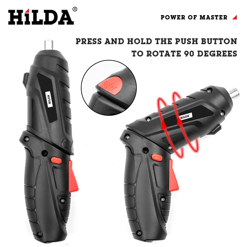 HILDA Power Tools 3.6V Handheld Electric Screwdriver Portable Cordless Electric Drill USB Rechargeable