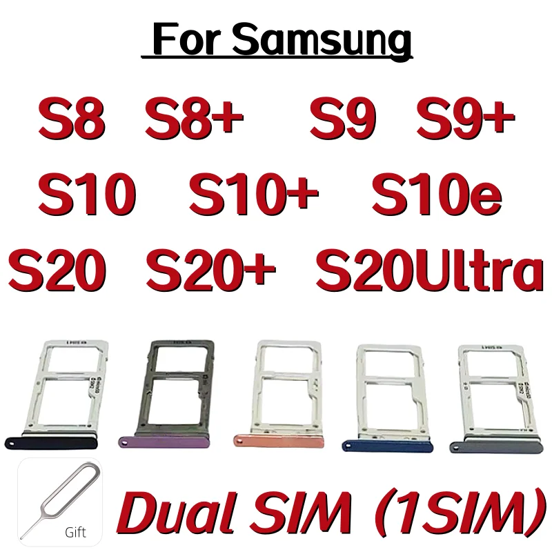 Bandeja SIM para Samsung Galaxy S8 Plus, S9+ Plus, S10, S10+ Plus, S10E, S20, S20+ Plus, S20 Ultra, Repuesto de Ranura para Tarjeta SIM Dual