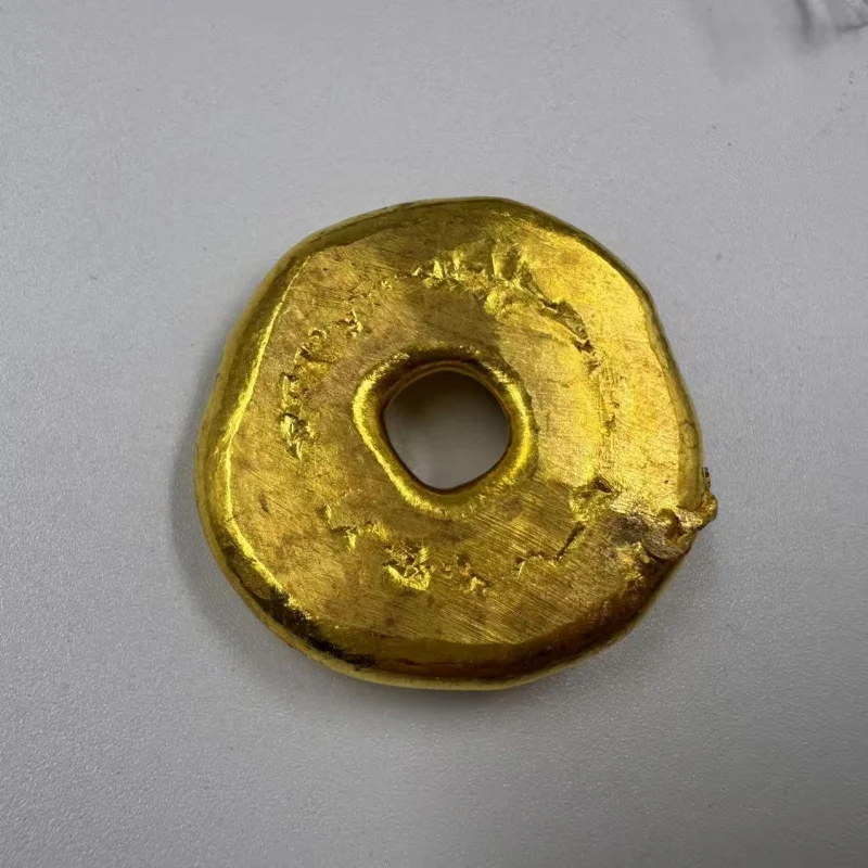 Ancient , red-footed treasure trove inventory , coins, round small gold ingots, Qing Dynasty pure cop