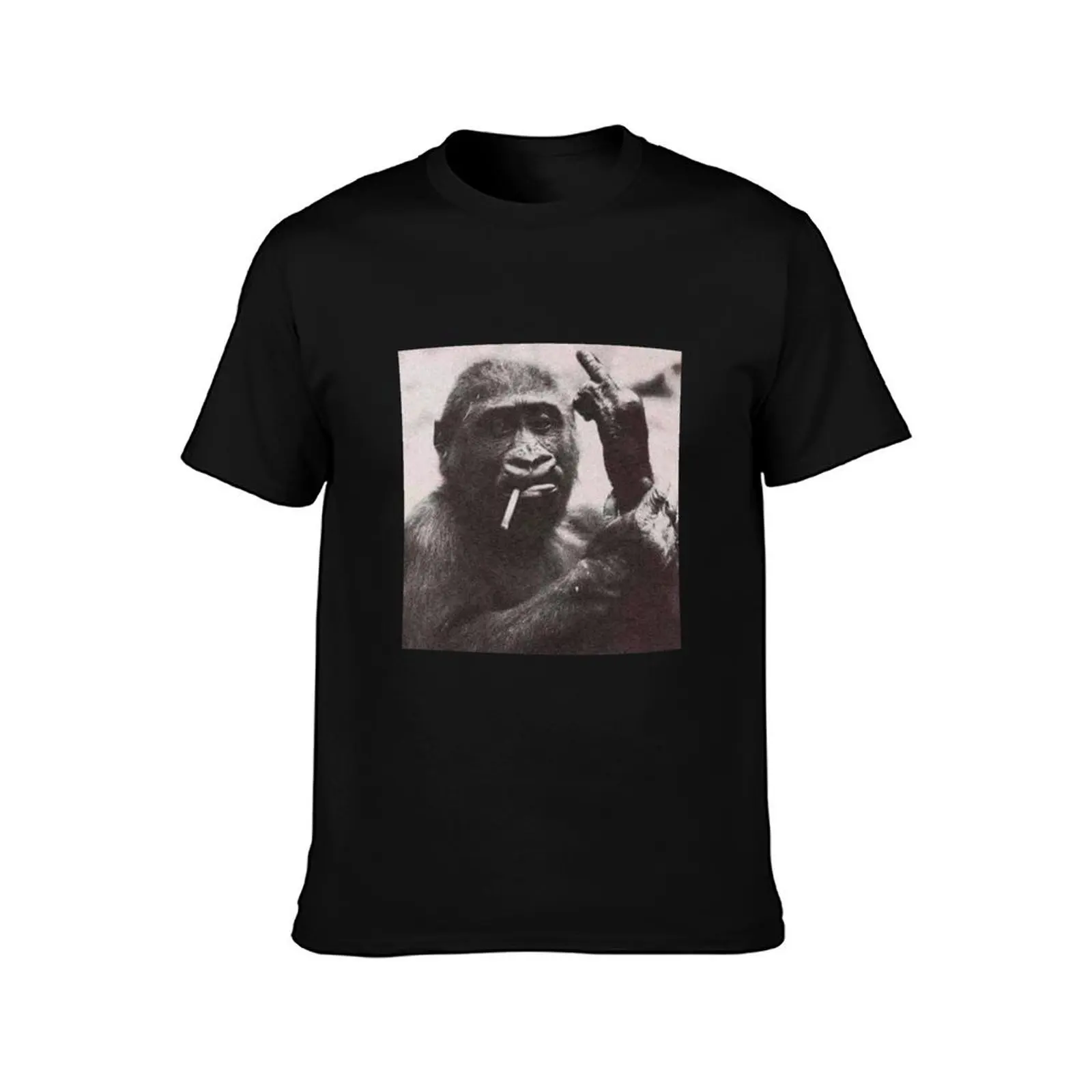 Monkey Smokin Middle Finger T-Shirt Casual Fashion Print Tee Top T-Shirt
